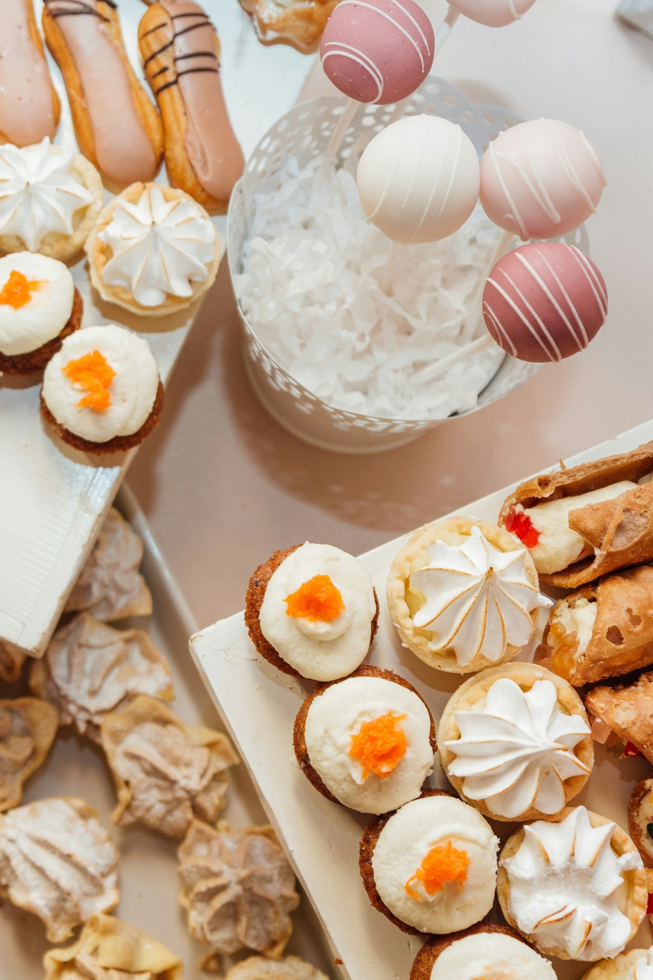 Mini desserts and cake pops spread